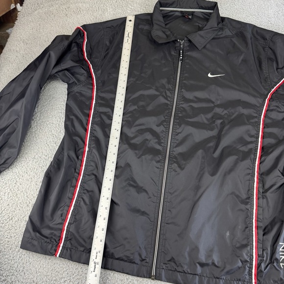 Vtg Nike Jacket Mens Xxl Black  Full Zip‎ Track Windbreaker Red Swoosh 90s Y2K - Picture 8 of 10
